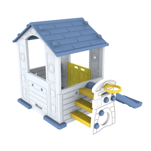 Domek dla dzieci Zjeżdżalnia 3w1 niebieski Dach CHD-501B